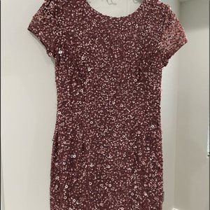 ADRIANNA PAPELL sequin cocktail dress in Dusty Rose EUC